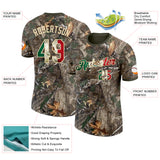 Custom Camo Vintage Mexican Flag Cream-Olive Woodland Camouflage Salute To Service Performance T-Shirt