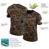 Custom Camo Brown-Cream Woodland Camouflage Salute To Service Performance T-Shirt