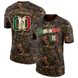 Custom Camo Vintage Mexican Flag Cream-Brown Woodland Camouflage Salute To Service Performance T-Shirt