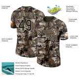 Custom Camo Black Cream-Olive Woodland Camouflage Salute To Service Performance T-Shirt