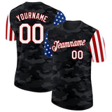 Custom Camo White Red-Black Two Tone USA Flag Sleeves Stars and Stripes Salute To Service Performance T-Shirt