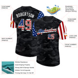 Custom Camo USA Flag Black-White Two Tone Stars and Stripes Salute To Service Performance T-Shirt