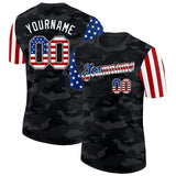 Custom Camo USA Flag Black-White Two Tone Stars and Stripes Salute To Service Performance T-Shirt