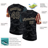 Custom Camo Black-Cream Two Tone USA Flag Sleeves Stars and Stripes Salute To Service Performance T-Shirt