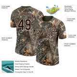 Custom Camo Brown White-Olive Woodland Camouflage Salute To Service Performance T-Shirt