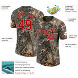 Custom Camo Red White Black-Olive Woodland Camouflage Salute To Service Performance T-Shirt