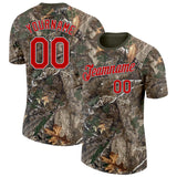 Custom Camo Red White Black-Olive Woodland Camouflage Salute To Service Performance T-Shirt