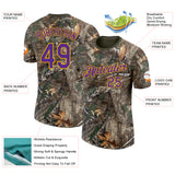 Custom Camo Purple Gold-Olive Woodland Camouflage Salute To Service Performance T-Shirt