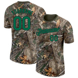 Custom Camo Kelly Green Black-Olive Woodland Camouflage Salute To Service Performance T-Shirt