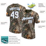 Custom Camo White Light Blue-Olive Woodland Camouflage Salute To Service Performance T-Shirt