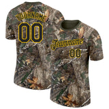 Custom Camo Black Yellow-Olive Woodland Camouflage Salute To Service Performance T-Shirt