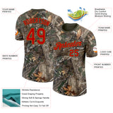 Custom Camo Red Old Gold Black-Olive Woodland Camouflage Salute To Service Performance T-Shirt