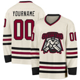 Custom Cream Maroon-Black Hockey Jersey