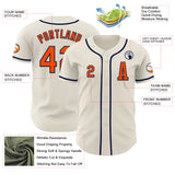 Custom Cream Orange-Navy Authentic Baseball Jersey