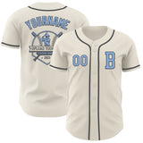 Custom Cream Light Blue-Steel Gray Authentic Baseball Jersey