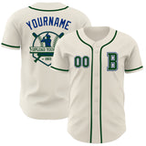 Custom Cream Green-Royal Authentic Baseball Jersey
