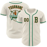 Custom Cream Kelly Green-Orange Authentic Baseball Jersey