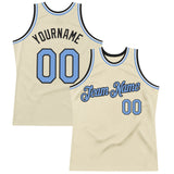 Custom Cream Light Blue Black-White Authentic Throwback Basketball Jersey