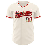 Custom Cream Vintage USA Flag-Red Authentic Baseball Jersey