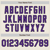 Custom Stitched Cream Purple-Black Baseball Pullover Sweatshirt Hoodie