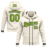 Custom Stitched Cream Neon Green-Black Baseball Pullover Sweatshirt Hoodie