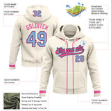 Custom Stitched Cream Light Blue Pink-Black Baseball Pullover Sweatshirt Hoodie