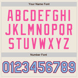 Custom Stitched Cream Light Blue Pink-Black Baseball Pullover Sweatshirt Hoodie