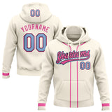 Custom Stitched Cream Light Blue Pink-Black Baseball Pullover Sweatshirt Hoodie