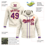 Custom Stitched Cream Purple-Orange Baseball Pullover Sweatshirt Hoodie