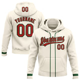 Custom Stitched Cream Red-Green Baseball Pullover Sweatshirt Hoodie