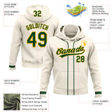 Custom Stitched Cream Green-Gold Baseball Pullover Sweatshirt Hoodie