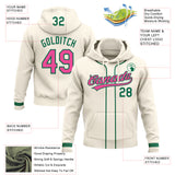 Custom Stitched Cream Pink-Kelly Green Baseball Pullover Sweatshirt Hoodie