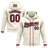 Custom Stitched Cream Crimson-Black Baseball Pullover Sweatshirt Hoodie