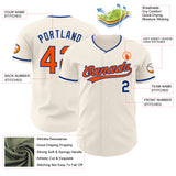 Custom Cream Orange-Royal Authentic Baseball Jersey