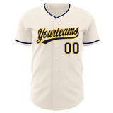 Custom Cream Navy-Gold Authentic Baseball Jersey