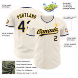 Custom Cream Navy-Gold Authentic Baseball Jersey