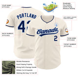 Custom Cream Navy-Light Blue Authentic Baseball Jersey