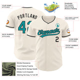 Custom Cream Teal-Black Authentic Baseball Jersey