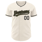 Custom Cream Olive-Black Authentic Baseball Jersey