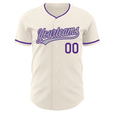 Custom Cream Gray-Purple Authentic Baseball Jersey