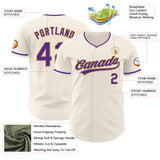 Custom Cream Purple-Old Gold Authentic Baseball Jersey