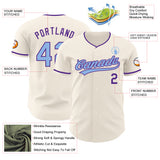 Custom Cream Light Blue-Purple Authentic Baseball Jersey