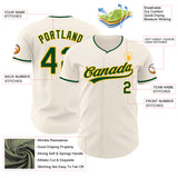 Custom Cream Green-Gold Authentic Baseball Jersey