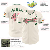 Custom Cream Medium Pink-Green Authentic Baseball Jersey