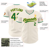 Custom Cream Kelly Green-Gold Authentic Baseball Jersey