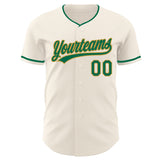 Custom Cream Kelly Green-Old Gold Authentic Baseball Jersey