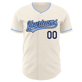 Custom Cream Light Blue-Navy Authentic Baseball Jersey