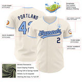 Custom Cream Light Blue-Navy Authentic Baseball Jersey