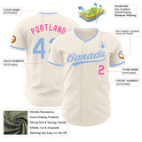 Custom Cream Light Blue-Pink Authentic Baseball Jersey