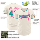 Custom Cream Teal-Pink Authentic Baseball Jersey